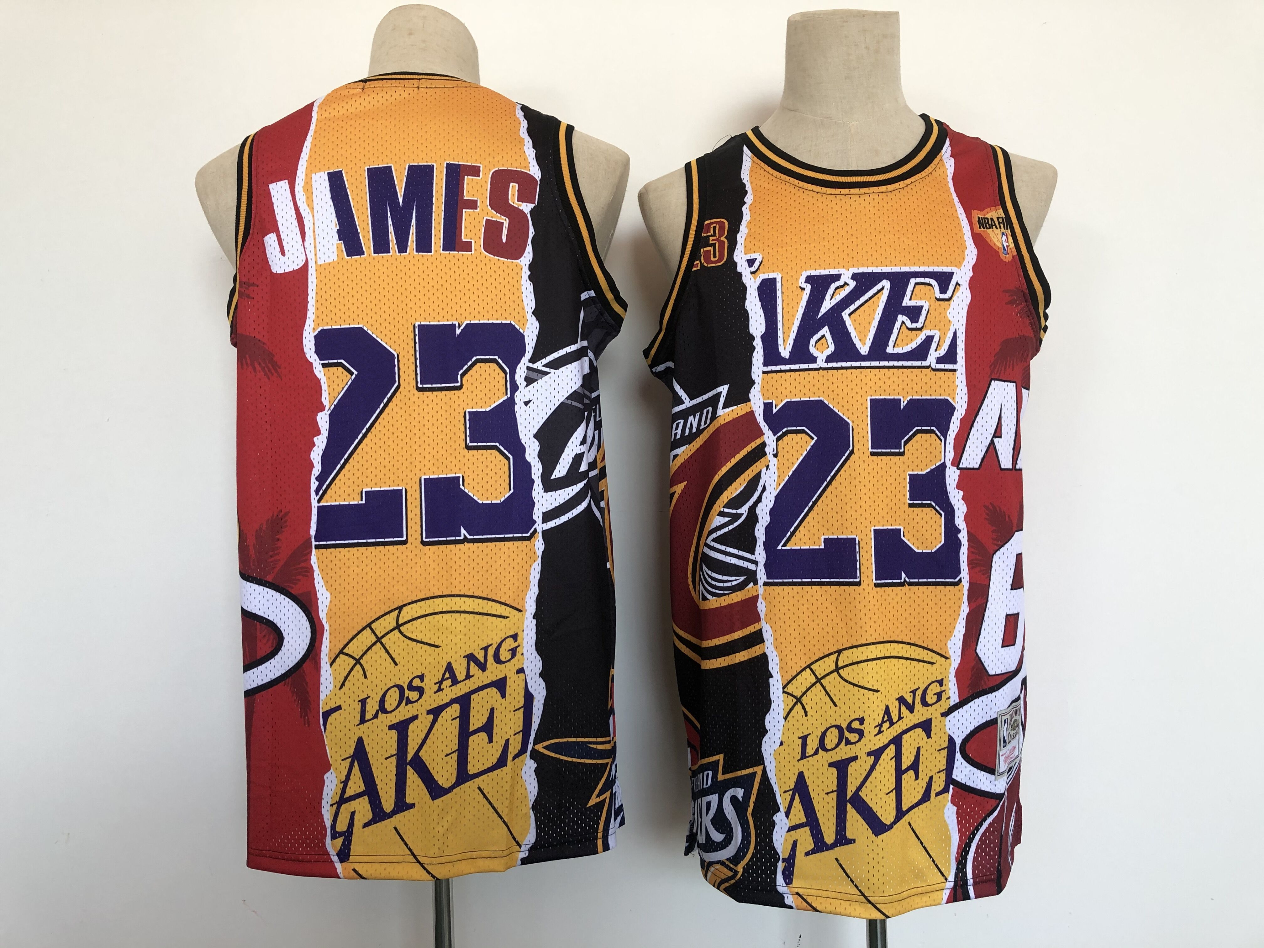 Men Los Angeles Lakers 23 James Yellow Tripartite split version 2021 NBA Jersey